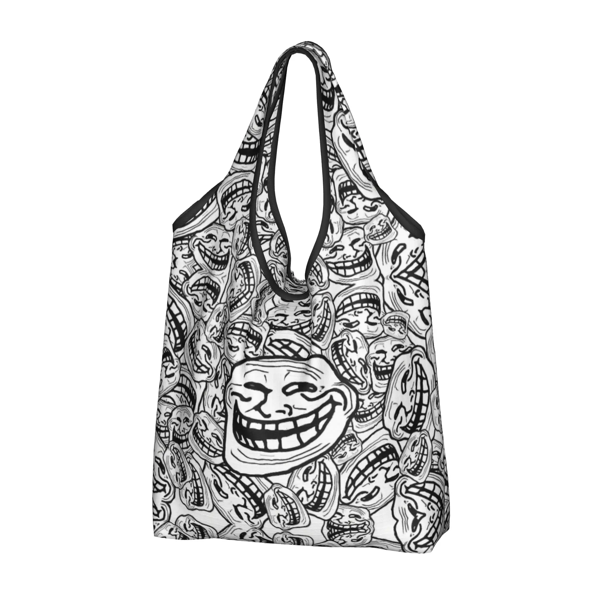 Troll Face Quest Video Meme Game Comic  Groceries Tote Shopping Bags Women Custom Funny Anime  Shopper Shoulder Bags  Handbag