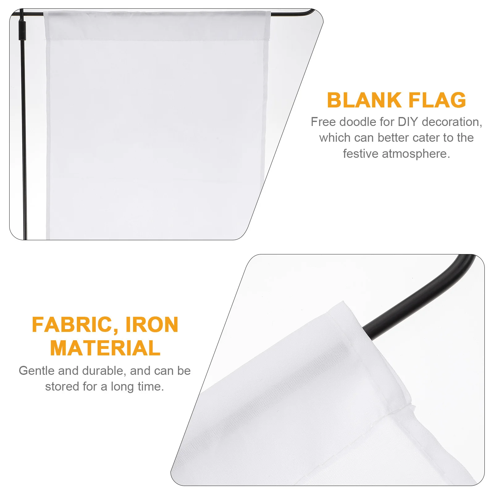 

1Set Garden Flag Pole Set with Blank Flags Premium Solid White DIY Outdoor Decor for Yard Party Decoration Flag