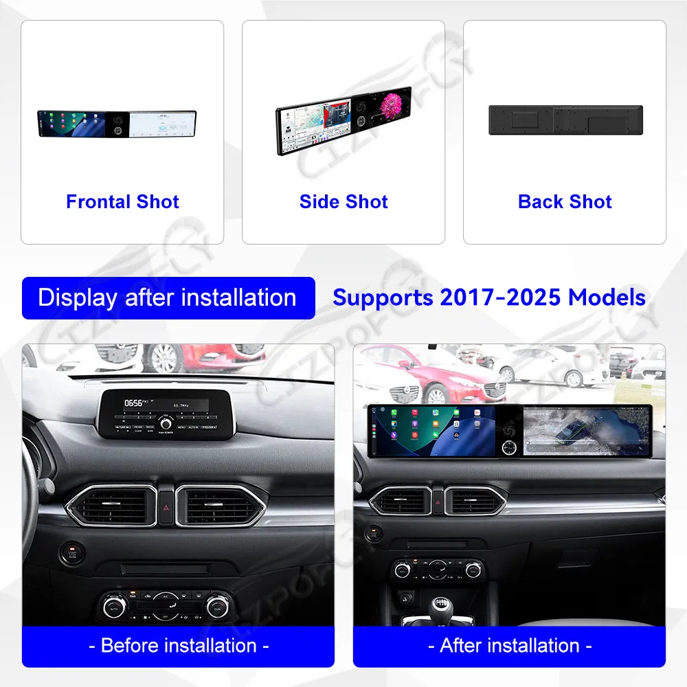 

Carplay для Mazda CX-5 (2017-2025) Автомобильный радиоприемник с двойным экраном 12,3 дюйма 5-дюймовый автомобильный мультимедийный плеер на 5 градусов Автомобильный GPS-навигатор
