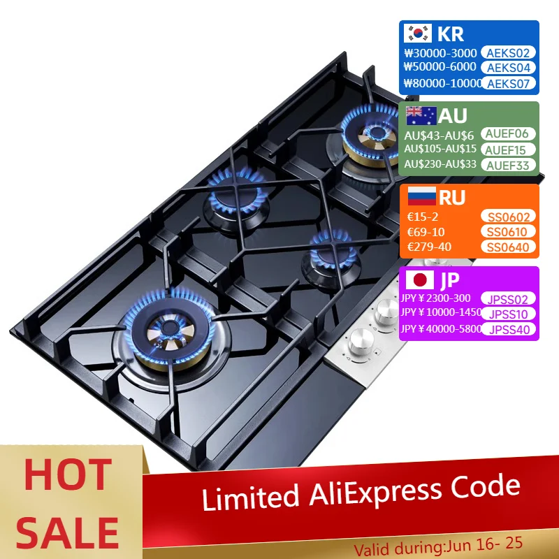 Four-Eyeแก๊สเตาDouble Burnerในครัวเรือนฝังแก๊สเตาแก๊สเหลวเตาแก๊สธรรมชาติ 5KW/1.6KW G924P