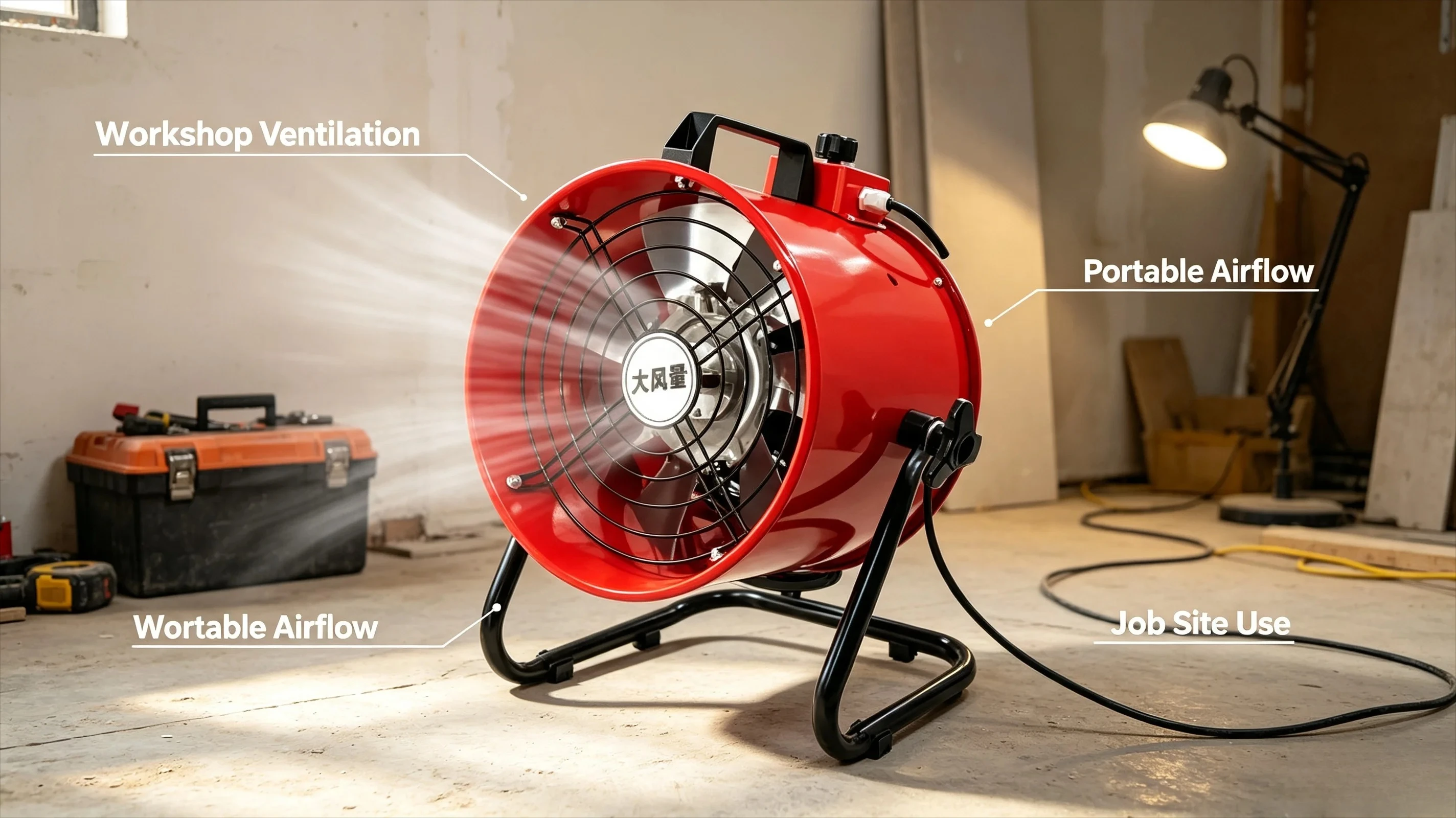 Portable Mobile Exhaust Fan Industrial Powerful Portable Axial Fan 220V Ventilation Tunnel Marine Construction Dust Fan