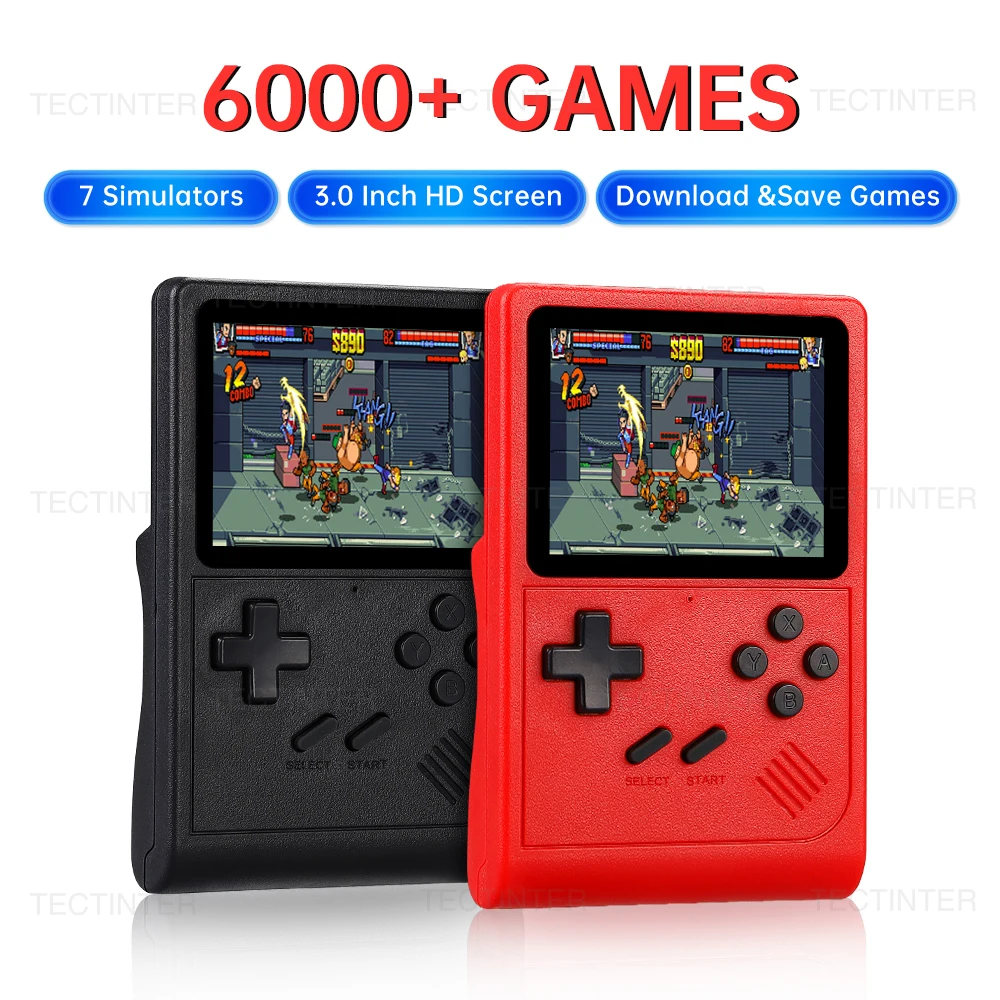 GB300 Portable Handheld Game Player 3.0 inch Screen TV Video Game Console AV Output Retro Game Console Built-in 8G 6000+ Games