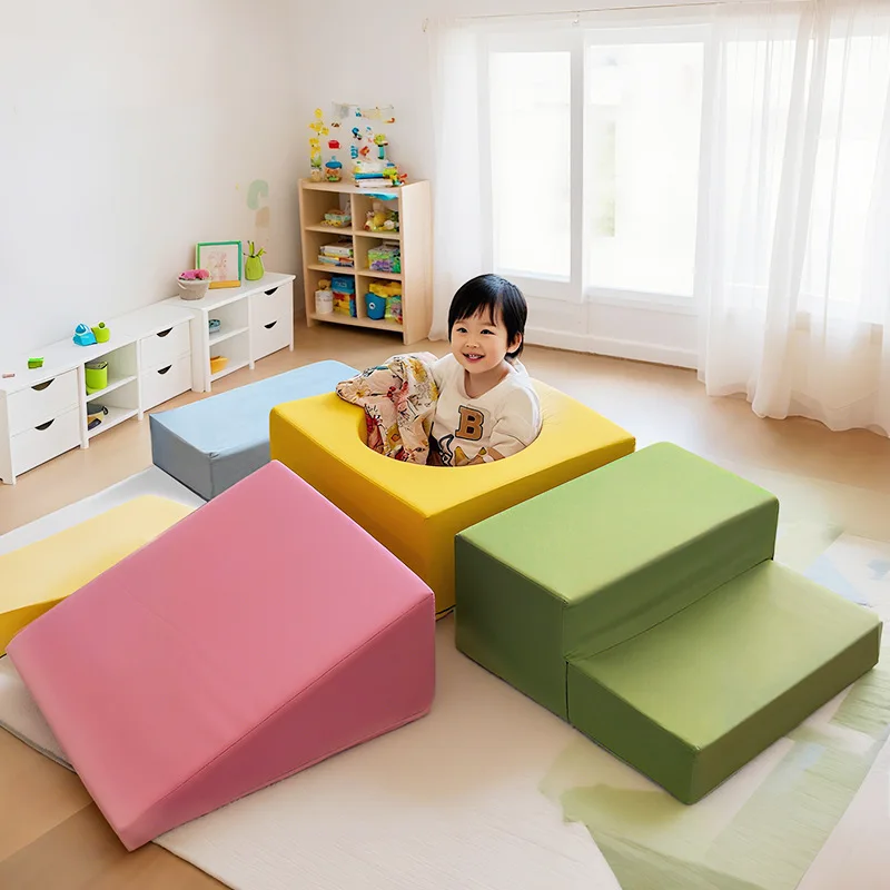 Indoor early education center baby sensory training soft play climbing and sliding combination set for infants