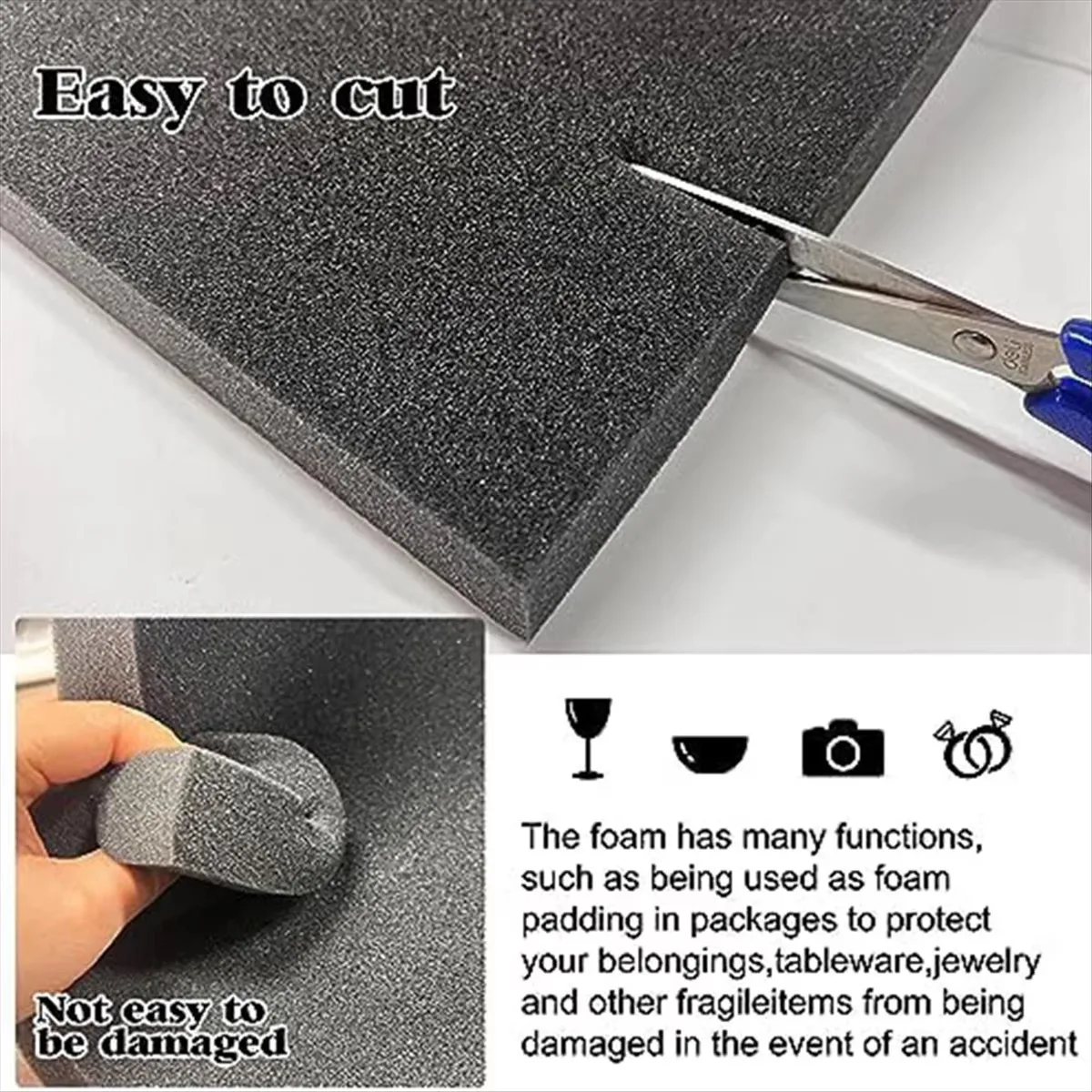 4 PCS Polyurethane Foam Sheets Foam Pads for Case Packaging Toolbox Cuttable Crafts Foam Pads, 40X30X3cm