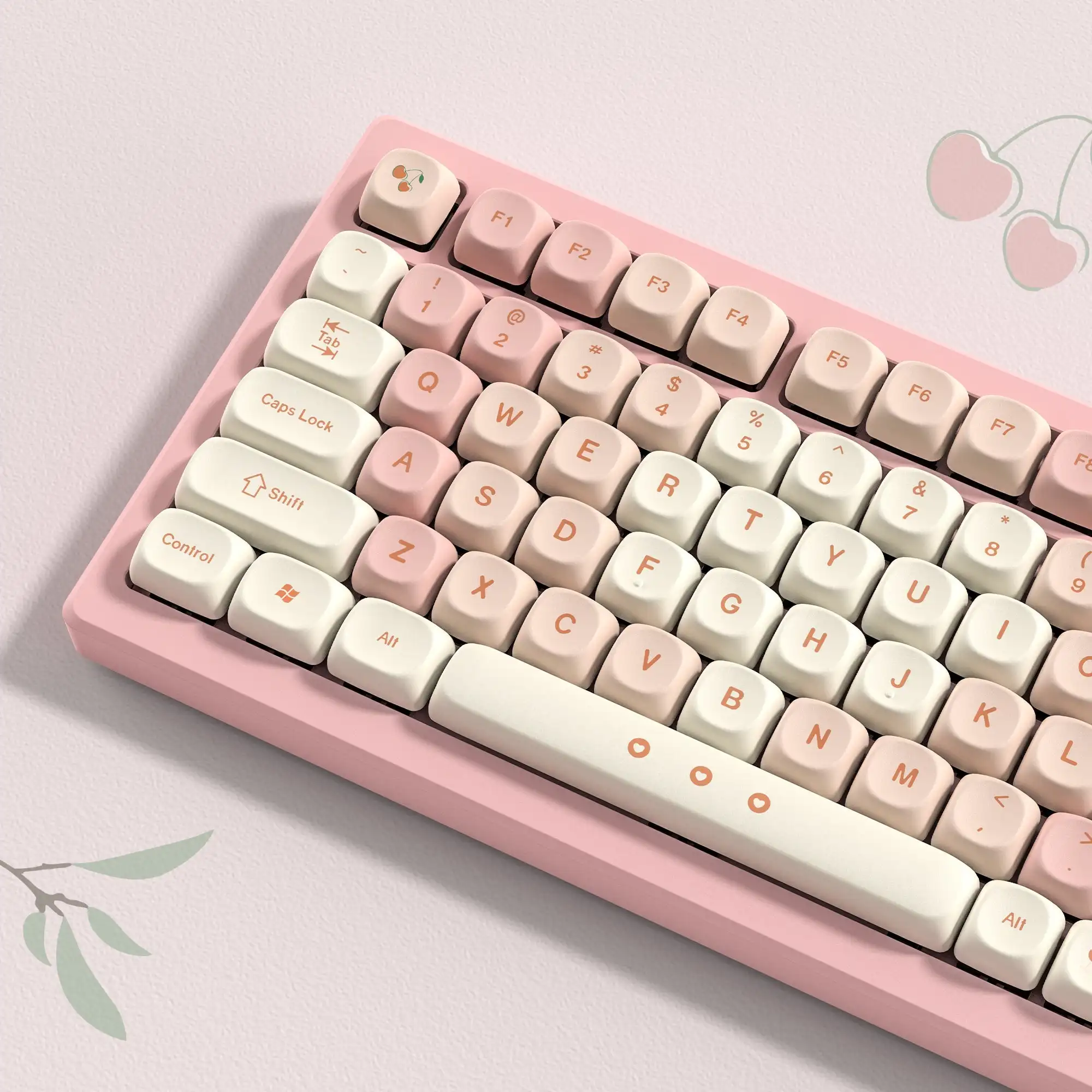 WOMIER 143 Keys Dye-Sub MOA Keycaps Cherry Pink Custom Key Caps Set for 61/64/68/84/87/100/104/108 Cherry MX Mechanical Keyboard