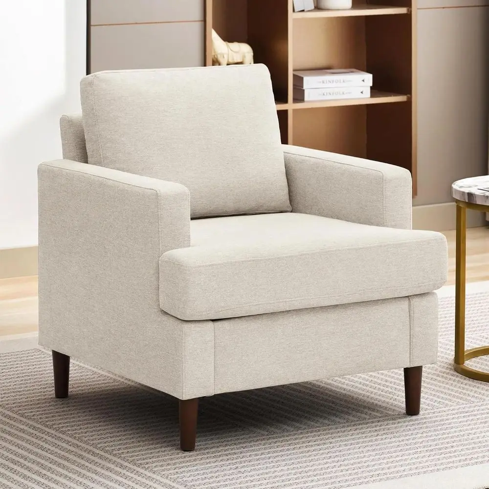 

-Century Accent Chair,ern Linen abric Armchair or Living Room,Comy Upholstered Reading Accent Chairs or Bedroom,Single Soa Chair