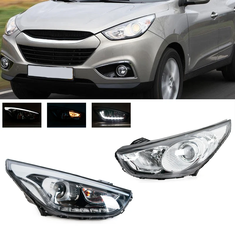 

Передний бампер, фара в сборе для Hyundai ix35 2009 2010 2011 2012 2013 2014-2016, светодиодные передние фары, автомобильные аксессуары