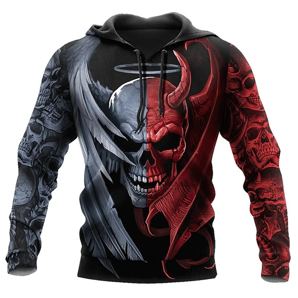 Fashion 3D Skull Print Hoodies For Men Autumn Sweatshirts Hip Hop Trend Harajuku Vintage Clothes High Quality Loose Tops