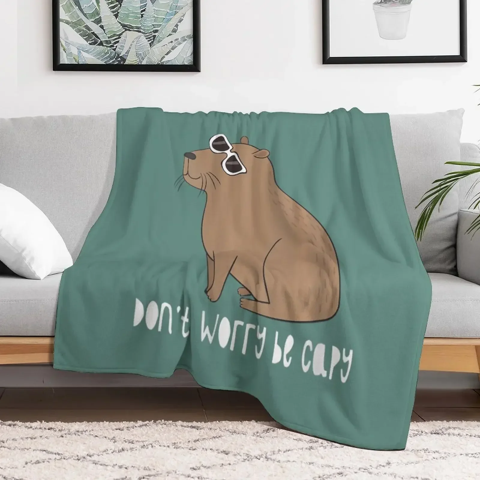 Womens Don't Worry, Be Capy Awesome Cute Capybara V-Neck Throw Blanket for babies anime Luxury Blankets