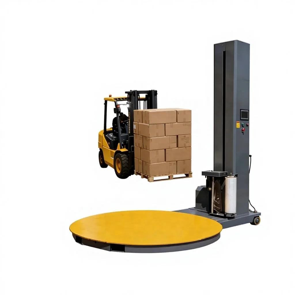 Fully Automatic Pallet Stretch Wrapper Turntable Pre-Stretch Film Wrapping Machine Industrial for Food Beverage Warehouse