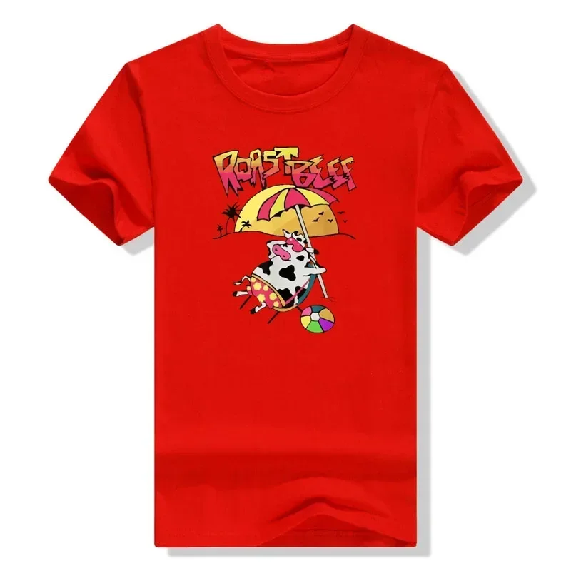 Funny BBQ Cartoon Cute Tee Streetwear Vacation Tops Party Clothes Stranger Love Roast Beef Beach Cow TV Parody  Women T-Shirt