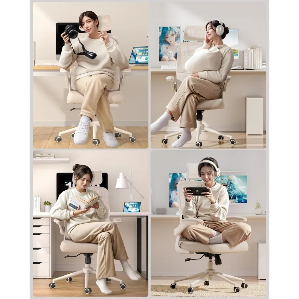 Hbada P1 Ergonomic Office Chair with 2D Lumbar Support & Adjustable Headrest - Heavy Duty 300lbs Capacity, 102° Reclining, Folda