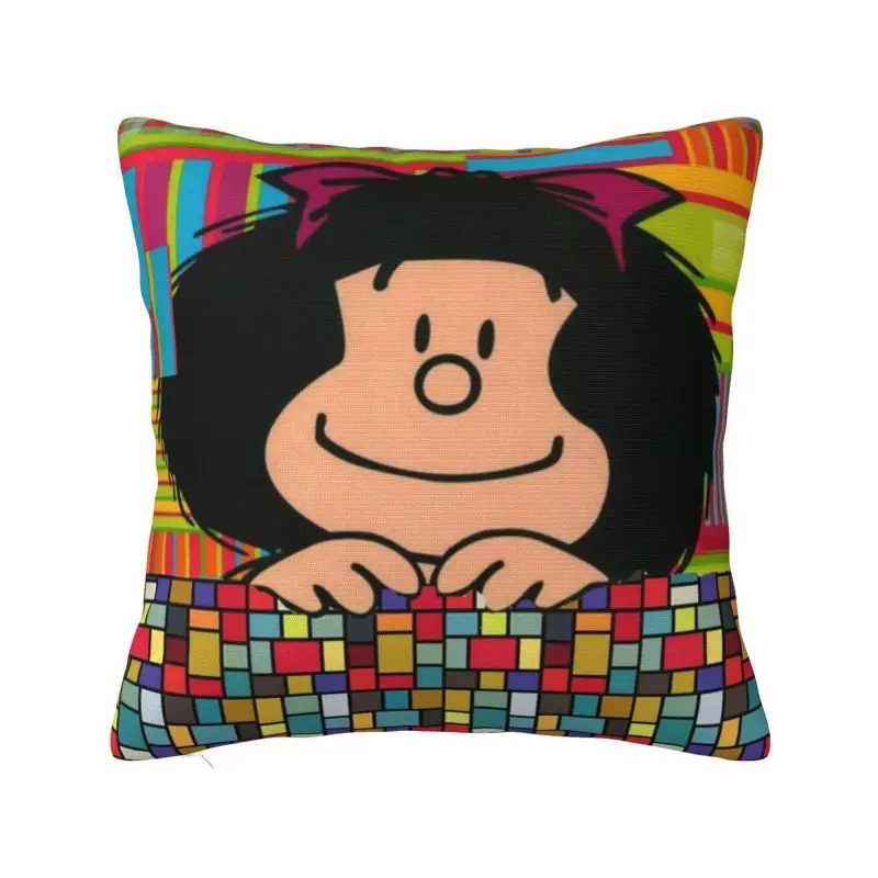 Cartoom Manga Mafalda Cushion Cover 50x50 cm Polyester Soft Throw Pillow Case For Sofa Car Seat Decoration Bedding Pillowslip