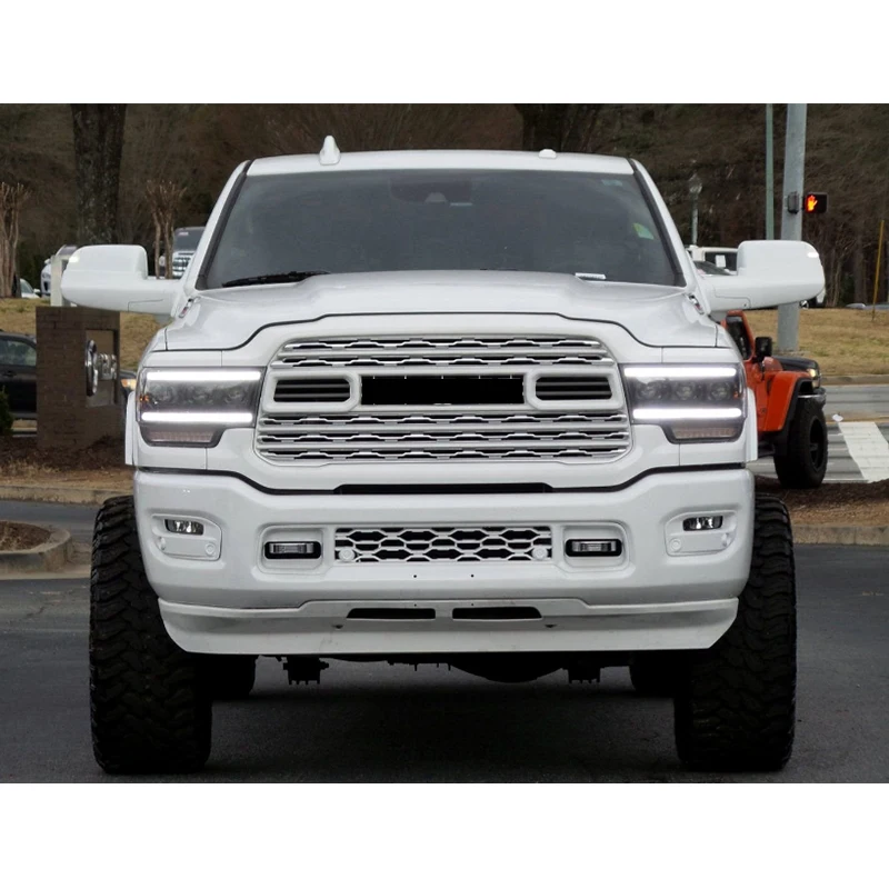 شبكة مركزية للمصد الأمامي من Magickit لذاكرة الوصول العشوائي 2500 3500 4500 2020 2021 2022 2023 2024 شبكة شواء السباق العلوية مع فتحة الكاميرا