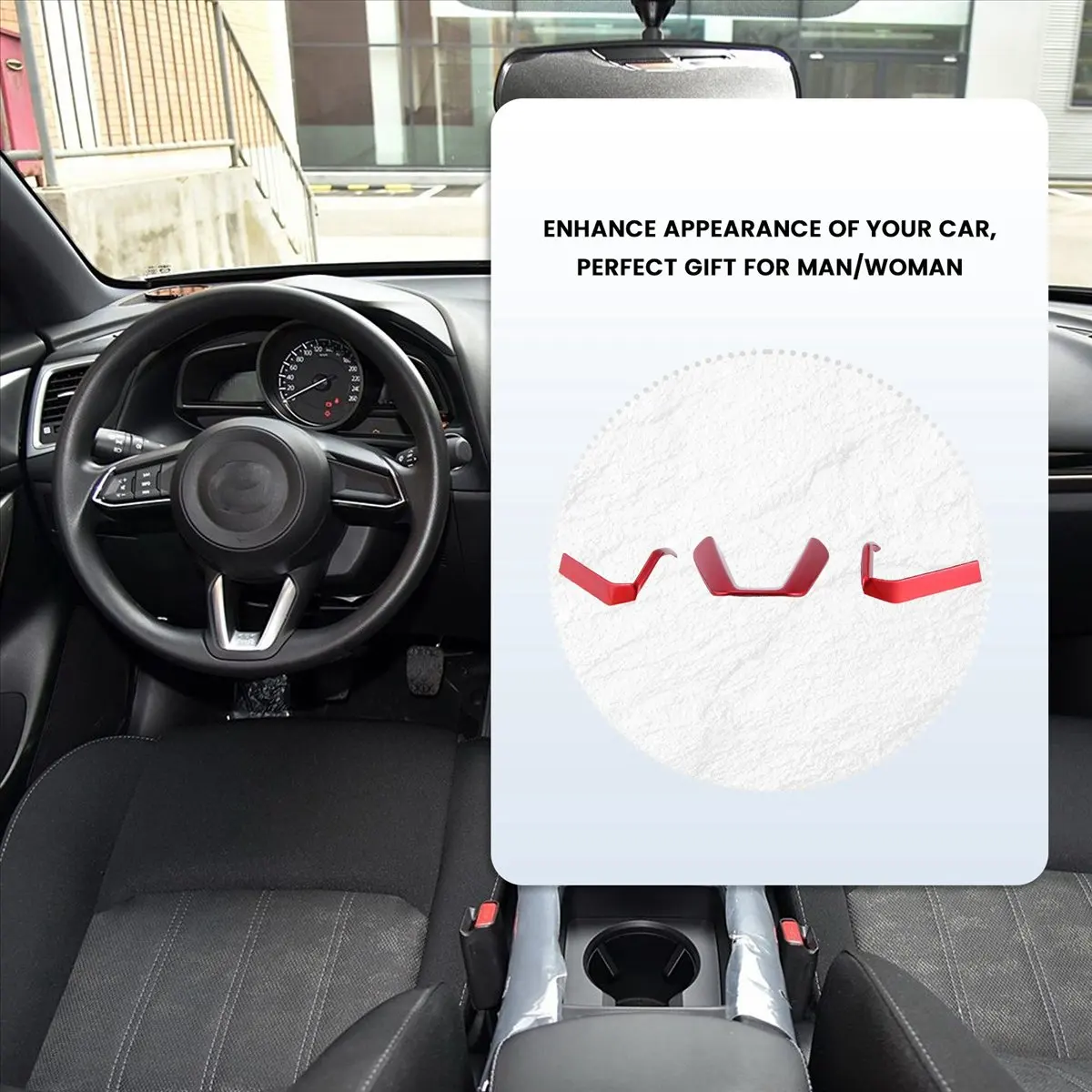 Mega Sale Red ABS Interior Steering Wheel Buttons Frame Cover for Mazda 3 Mazda 6 CX-4 CX-5 CX-9 2016-2019(3Pcs)