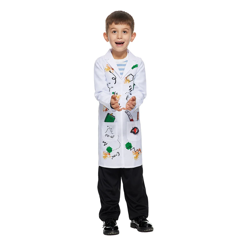 2025 Nuovo arrivo Bambino Pazzo Scienziato Halloween Dress Up Boy Costume da Scienziato Pazzo