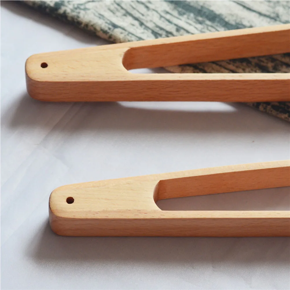 

Wooden Food Tongs Long Handle Easy Grip Natural Stain Resistant Kitchen Cooking Utensils For Toast Salad Barbecue Home