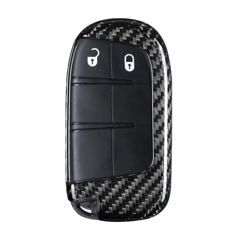 Carbon Fiber Key Fob Cover Case Protector For Jeep Cherokee Grand Cherokee Dodge RAM Durango Dart Fiat Renegade Chrysler