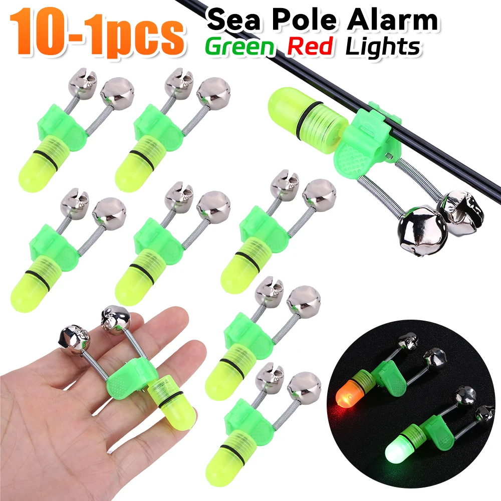 1-10pcs Fishing Jingle Bells Fishing Bite Alarm Light With Twin Bells Ring Fishing Bite Alarm Indicator Fishing Rod Clamp Tools