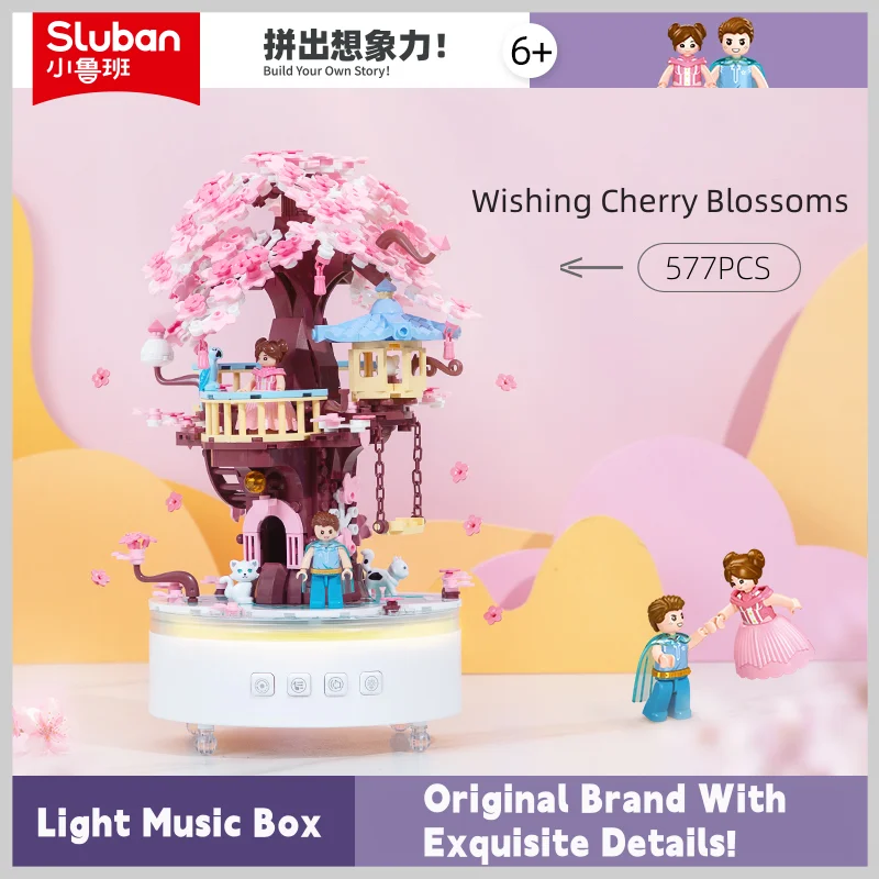 

Sluban Building Block Toys Girls Dream B1169 Treehouse Music Box 577PCS Bricks Light Musical Box Compatible With Leading Brands