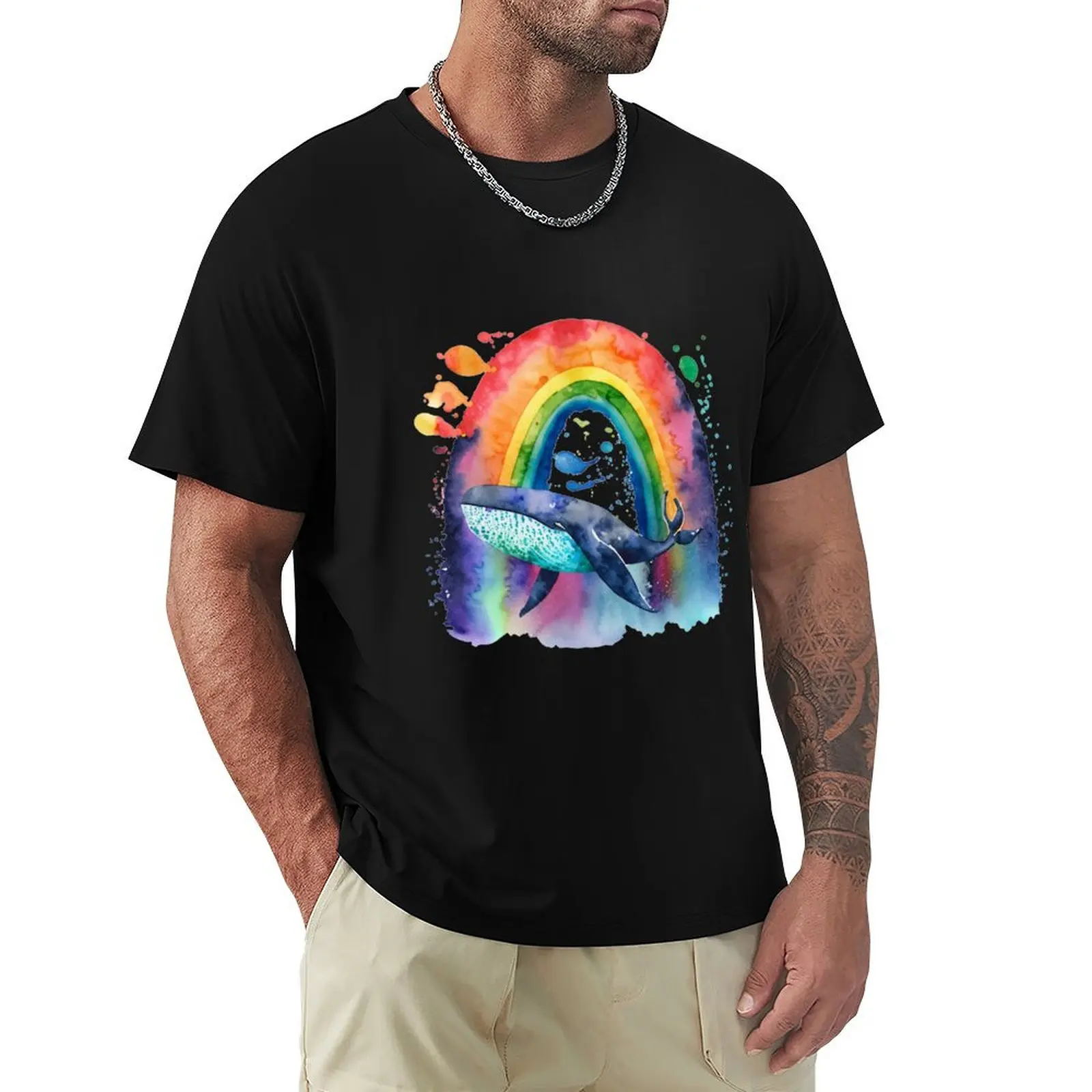 

whale in the sky T-Shirt Work Short Sleeve Cotton Top
