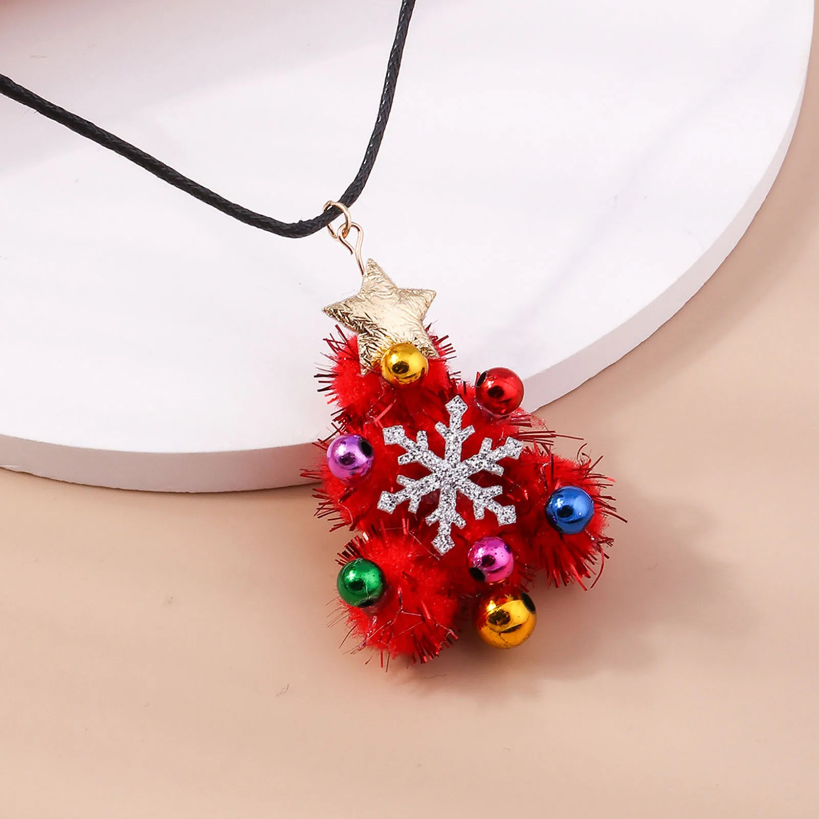 Christmas Tree Dangle Earrings Necklace Colorful Felt Earrings Hypo-allergenic Hook Jewelry for Friend Family Neighbors Presents