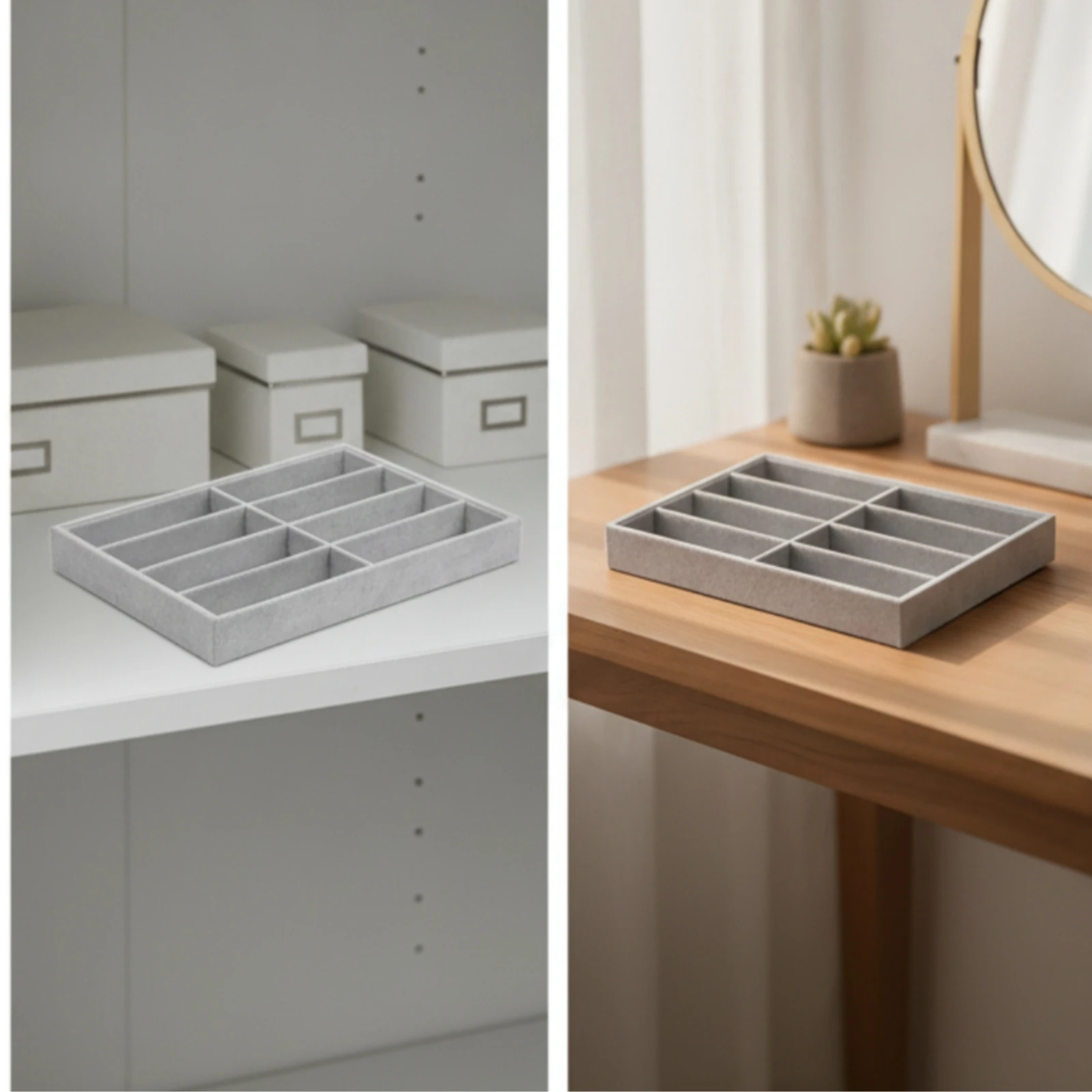 Eyeglasses Display Tray Low-Profile Eyewear Tray with 8 Slots Sunglass Organizer Space-Saving for Retailers, Countertop, Drawer