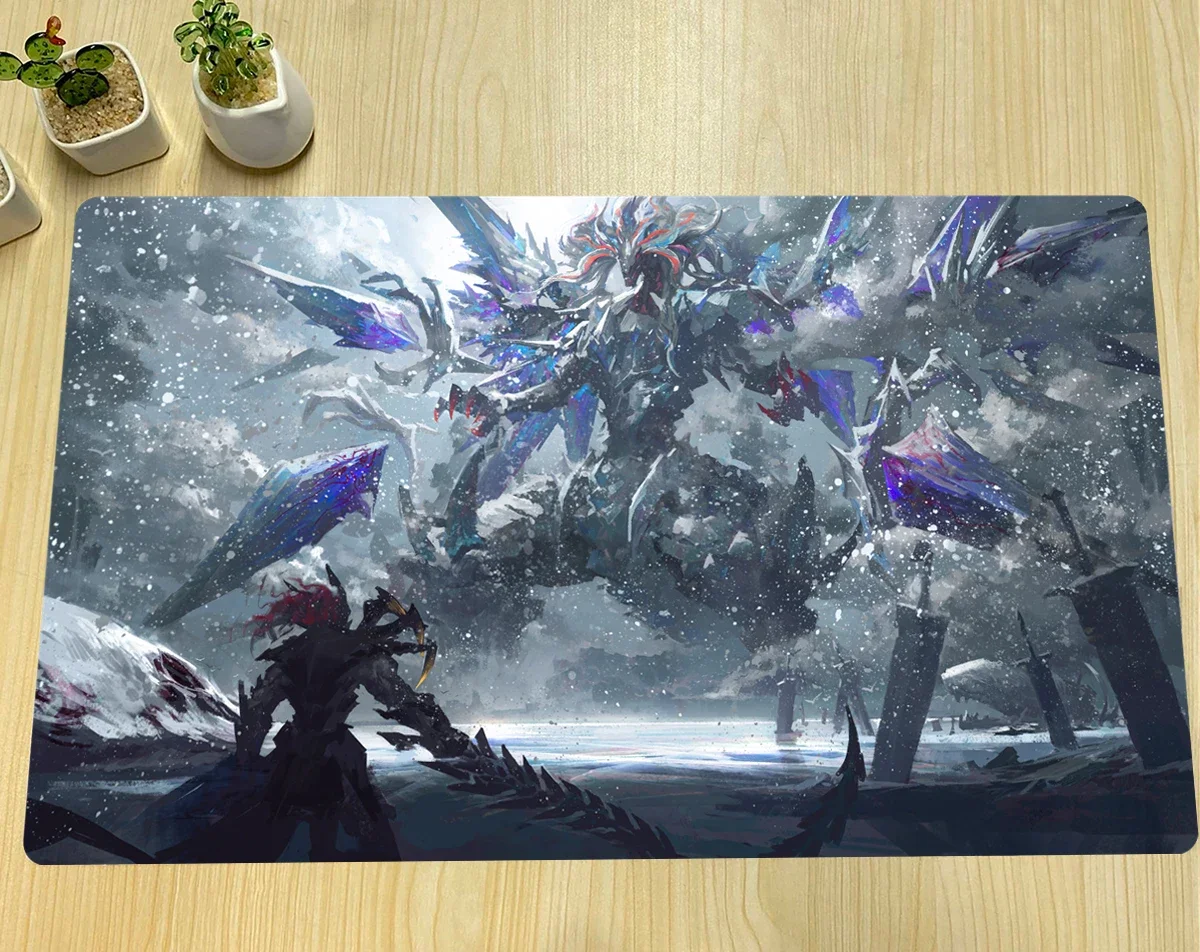 YuGiOh Mirrorjade The Iceblade Dragon Mat TCG CCG Board Game Trading Card Game Mat Custom Mouse Pad Rubber Desk Mat Zone & Bag