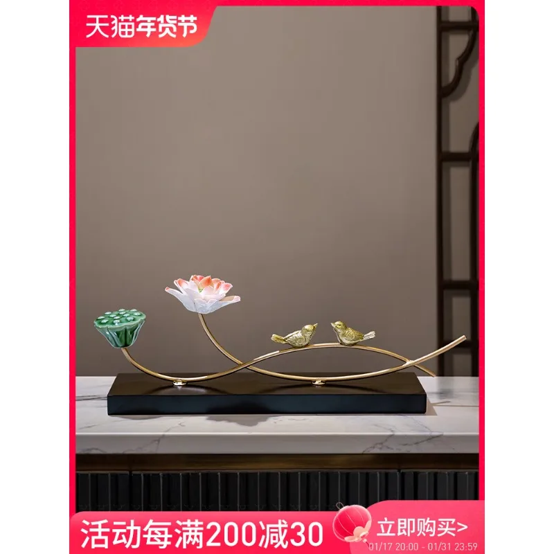 New Chinese style lotus foyer decorative ornaments with a sense of luxury, living room, TV cabinet, office, Zen lotus