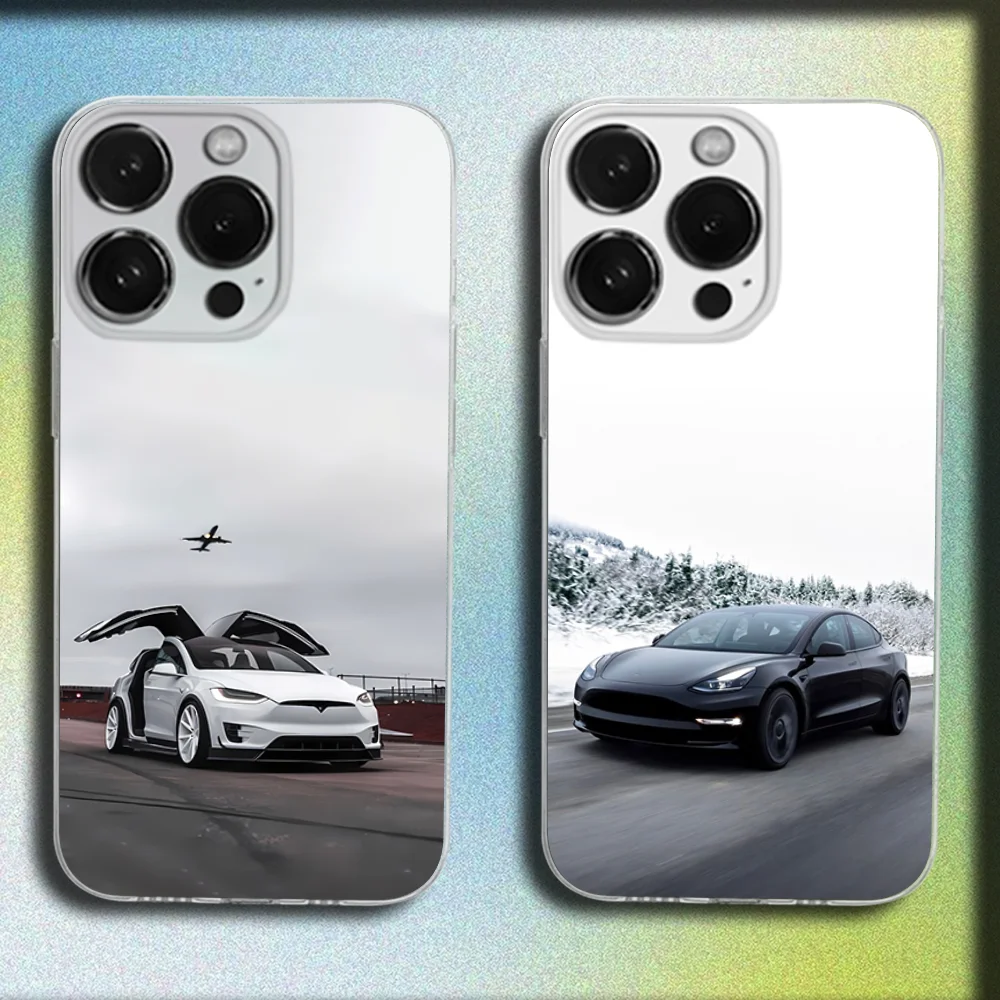 

Suv Sport Car T-Tesla Phone Case For iPhone 16,15,14,13,12,11 Plus,Pro,Max,XR,XS,Plus,SE,Mini Transparent Soft Cover