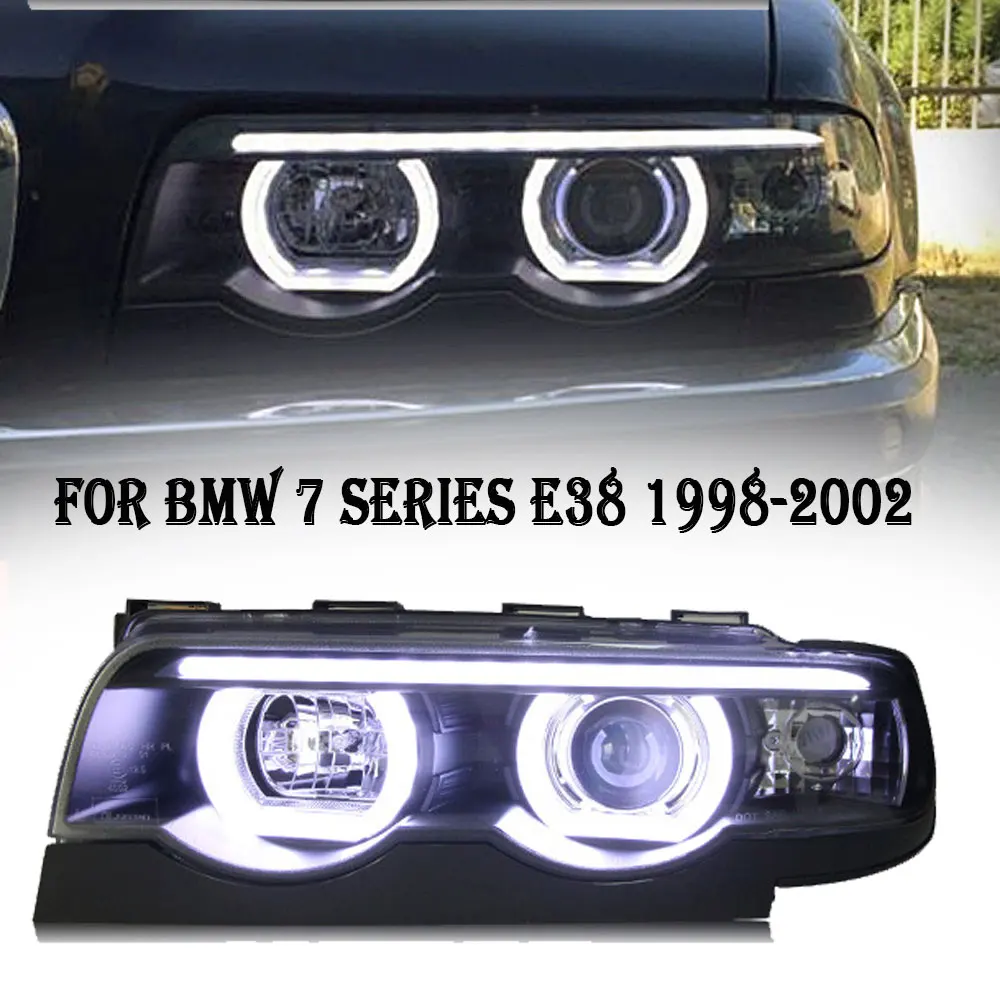 Car Headlights For BMW E38 LED Headlight 1998-2002 Headlights 740i 730i 735i DRL Turn Signal High Beam Angel Eye Projector