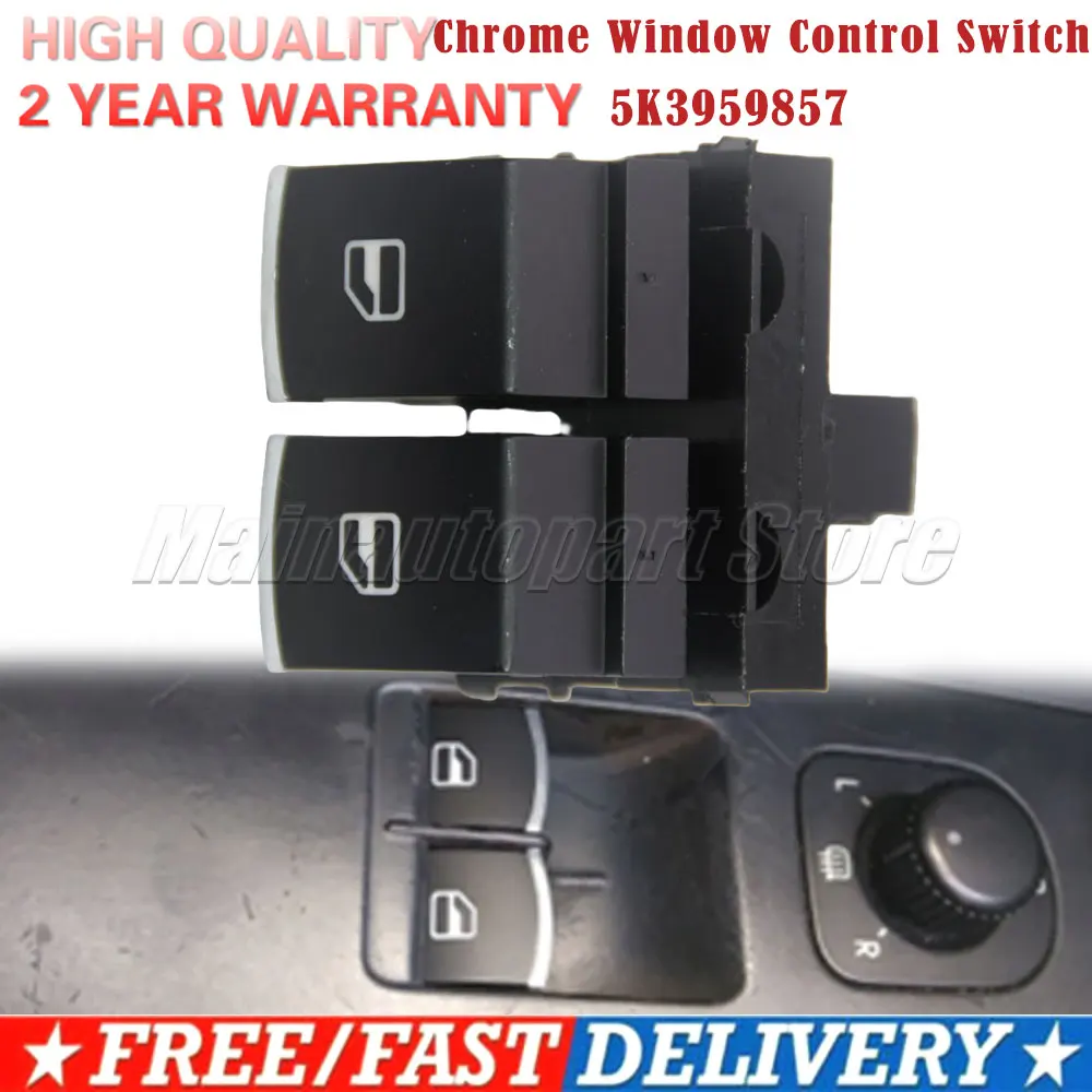 For VW Golf 5 6 Touran Passat B6 B7 CC Caddy Tiguan Polo Touran New 5K3959857 Chrome Window Control Switch