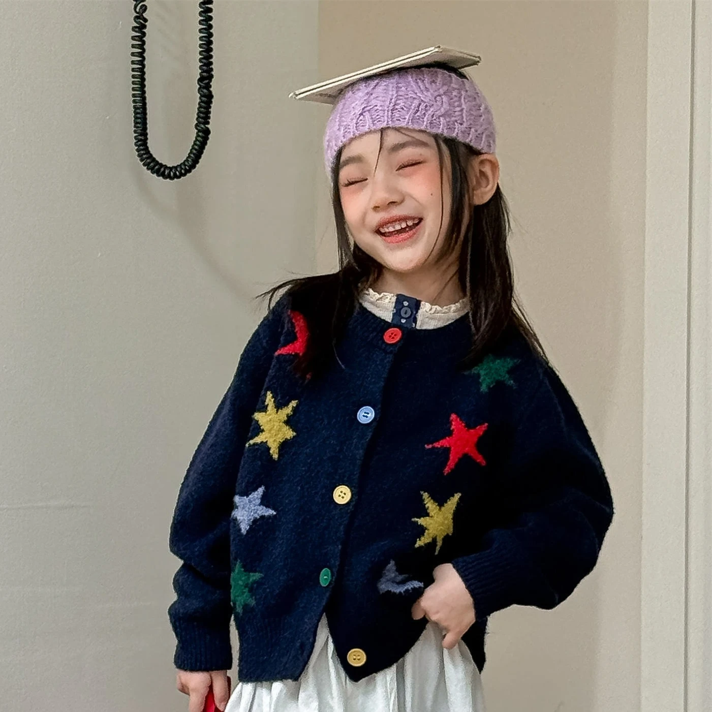 

2025 Autumn and Winter Children's Clothing Korean Version Sweater Cardigan Top Sweater for Boys and Girls Knitted Sweater