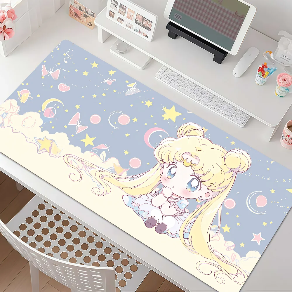 Anime S-SAILOR Magic Mauspad Rutschfester Gummirand Verstärkte Laptop-Gaming-Schreibtischunterlage
