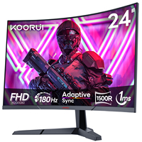 24 inch Curved Gaming Monitor 180Hz FHD Computer Monitor,1ms 1500R VA Display,FreeSync,HDR10,VESA,Eye Care