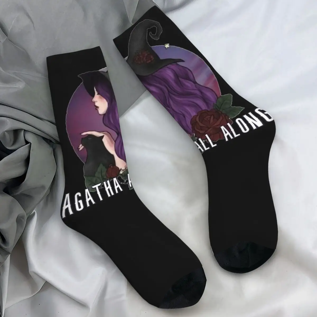 Agathas Stockings Unisex Men All Along purple witch Socks Medium Soft Elegant Socks Spring Running Sports Anti Slip Design Socks