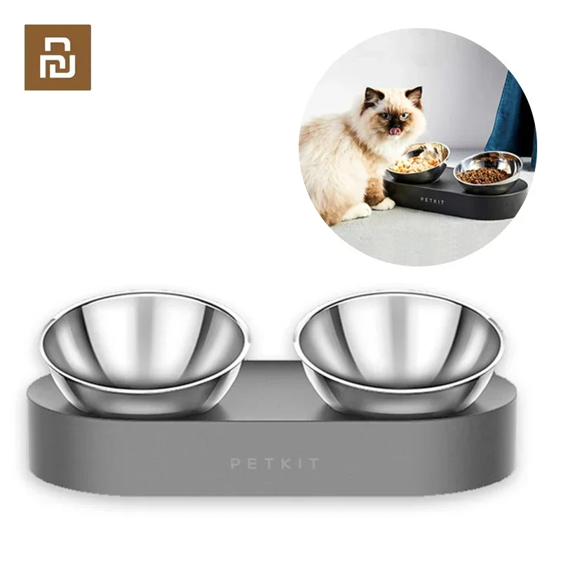 Youpin PETKIT Pet Bowl Feeding Dishes Adjustable Double Feeder Bowls Water Cup Cats Bowls Drinking Bowl Dog Supplies Feeder Tool