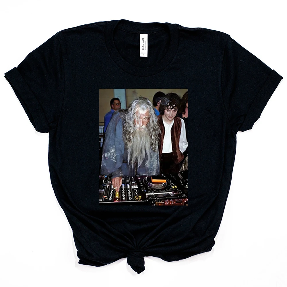 LOTR Second Breakfast Club Shirt Funny DJ Gandalf  Frodo Print T-shirt The Shire Fellowship Tops Middle Earth Movie Inspired Tee - view 4