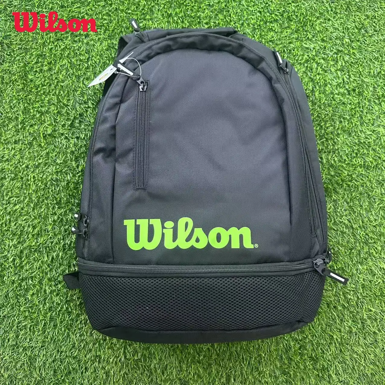 

Wilson Team Backpack for Up To 2 Rackets Back Zippered with Lockable Zipper Individual Shoe Compartment, Racket Compartment