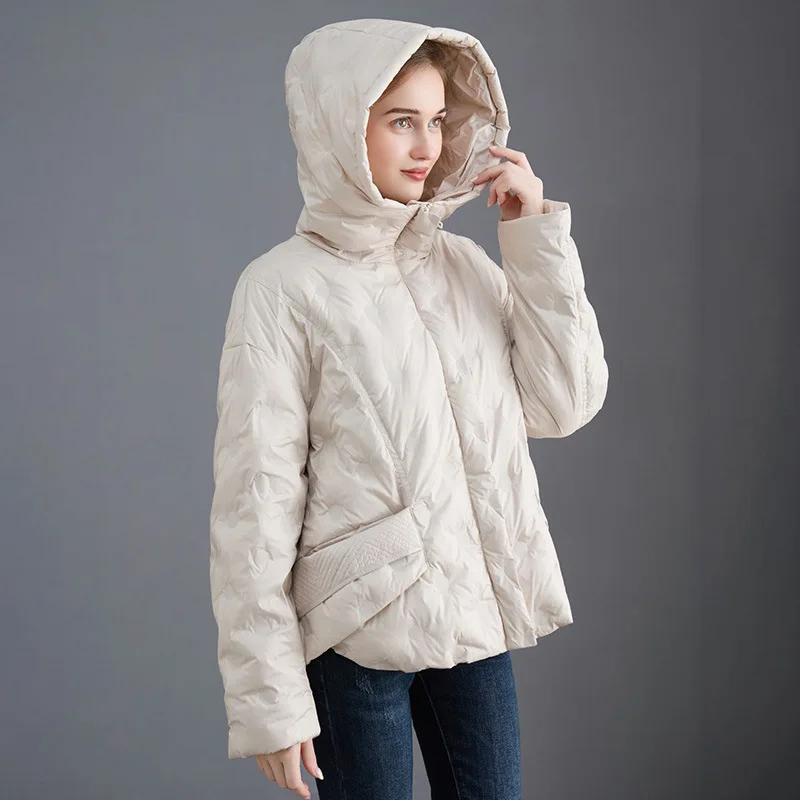 

2025 Autumn/Winter Women's Down Jacket Fashion Hooded White Duck Down Jacket