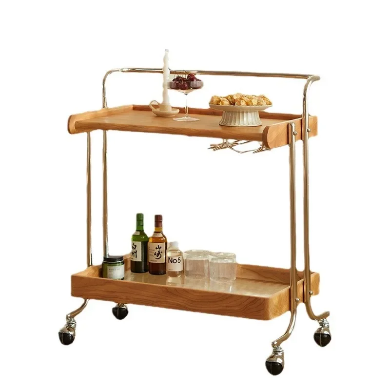 medieval trolley solid wood edge few shelves, living room sofa retro mobile coffee table