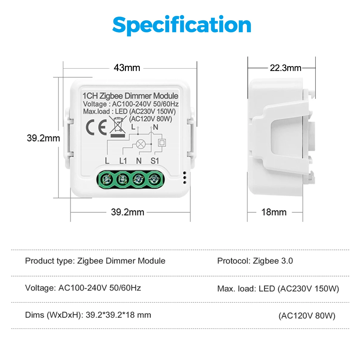 Tuya Zigbee Smart LED Dimmer Switch Module 220V 1 2 Gang 2 Way Control, Support Zigbee2mqtt Home Assistant Alexa Google Home