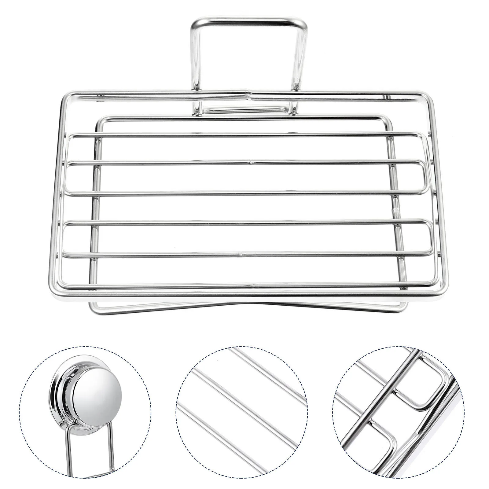 

Adhesive Suction Cup Soap Holder Premium Stainless Steel Wall Mounted Bathroom Soap Box Draining Rack Space Saving