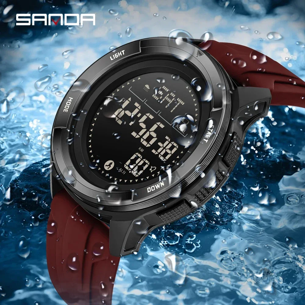 SANDA 2197 Men's Electronic Watch Sport Multi functional Night Light Waterproof Calendar Alarm Clock Casual Men's Digital Watch