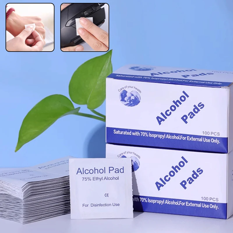 100 unids/caja 75% toallitas con Alcohol envueltas individualmente para almohadillas de limpieza desechables detalle de coche toalla de lavado de vidrio pantalla gafas limpias