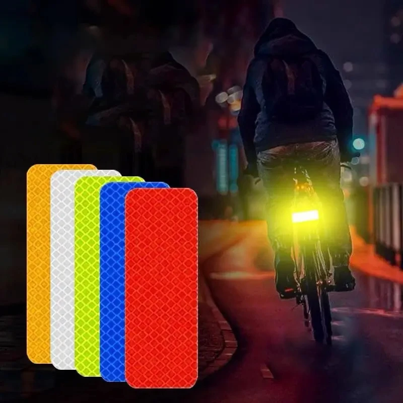 10pcs/set Warning Reflective Stickers Night Visibility Adhesive Strips Waterproof Reflectors Bicycle Tape For Vehicle Motorcycle