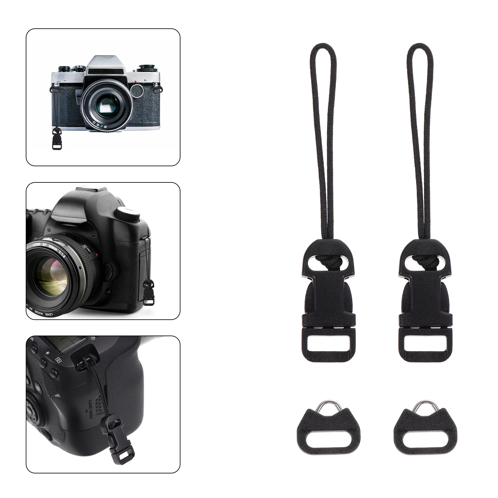 8PCS Camera Strap Buckle Adapter for Mirrorless Quick Release Clip ABS Plastic Safe Easy Install Black Neck