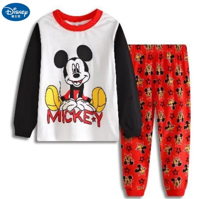 Disney Mickey Minnie Donald Duck animation peripheral cartoon print children's autumn and winter long-sleeved home clothes set