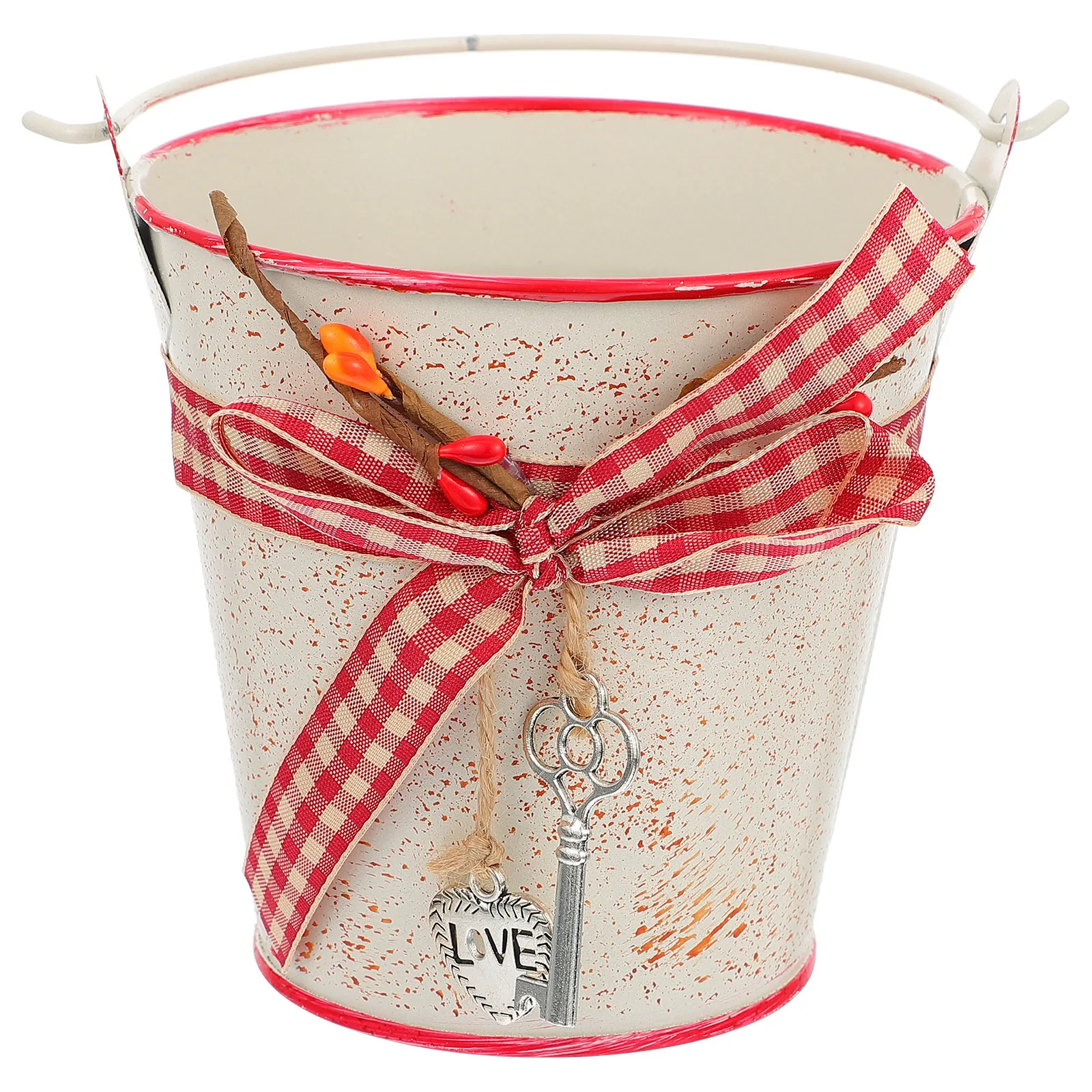 

1pc Iron Flower Pot Bucket Creative Shape Decorative Plant Holder For Home Garden Photography Storage Use Practical Flowerpot