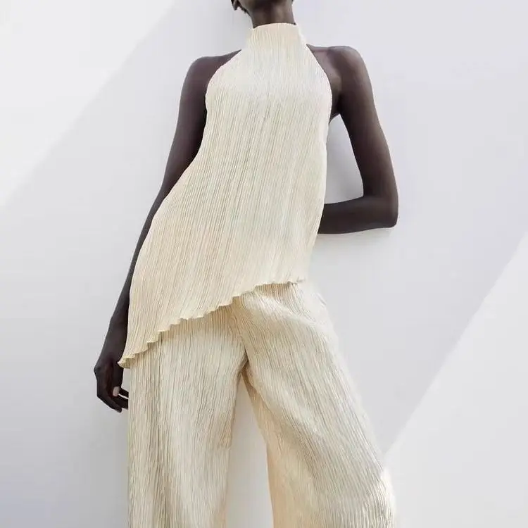 

Женские широкие брюки плиссированного цвета 2025 года с завышенной талией, свободной посадкой, эффектом похудения и удлиненной длиной до пола.